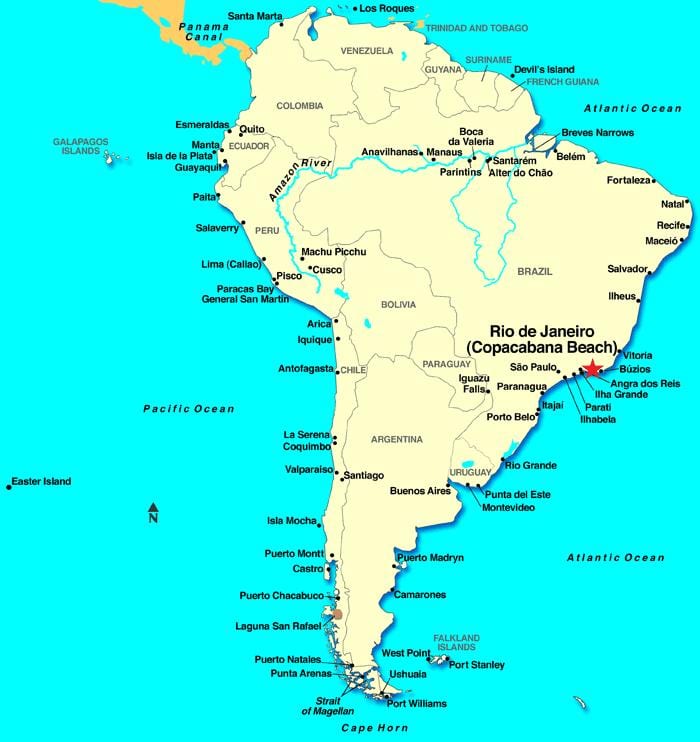 Rio de Janeiro hego amerikako mapa
