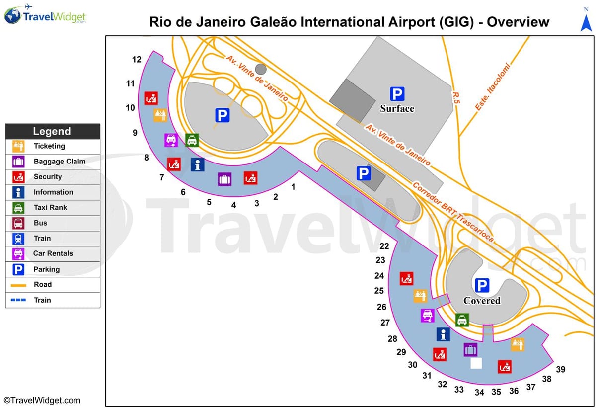mapa Rio de Janeiro kontzertu aireportua