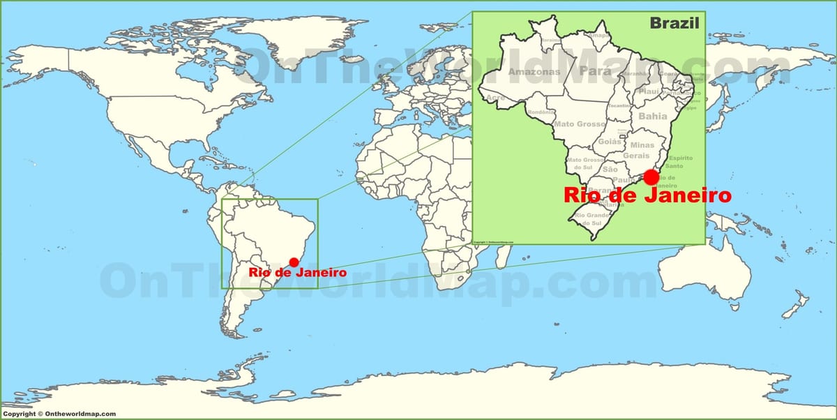 non da Rio de Janeiron dago munduko mapan