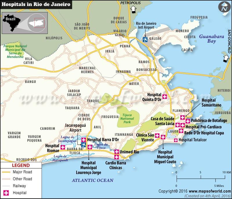 Rio de Janeiro ospitale mapa